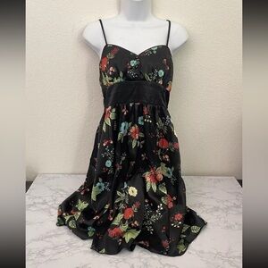 My Michelle Floral Strappy Sun Slip Dress Black Juniors 5/6 Floral Goth Emo​​​​